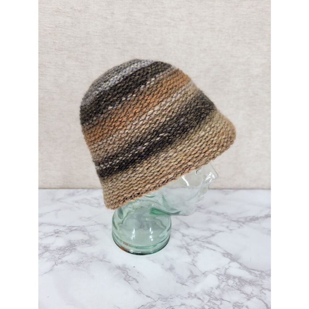 Nordstrom Italian Striped Wool Blend Bucket Hat Beanie in Neutral Earth Tones